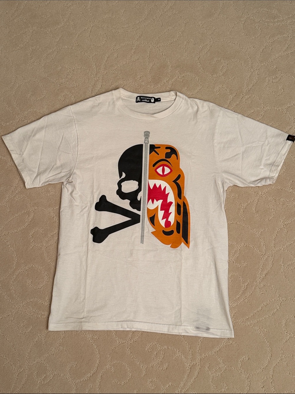 Mastermind x A Bathing Ape limited edition white Tee. Used